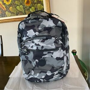 Kipling Seoul Large (17" H) Backpack w Laptop Sleeve - Cool Camo Grey